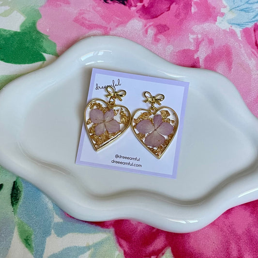 hydrangea petals - handmade epoxy resin earrings