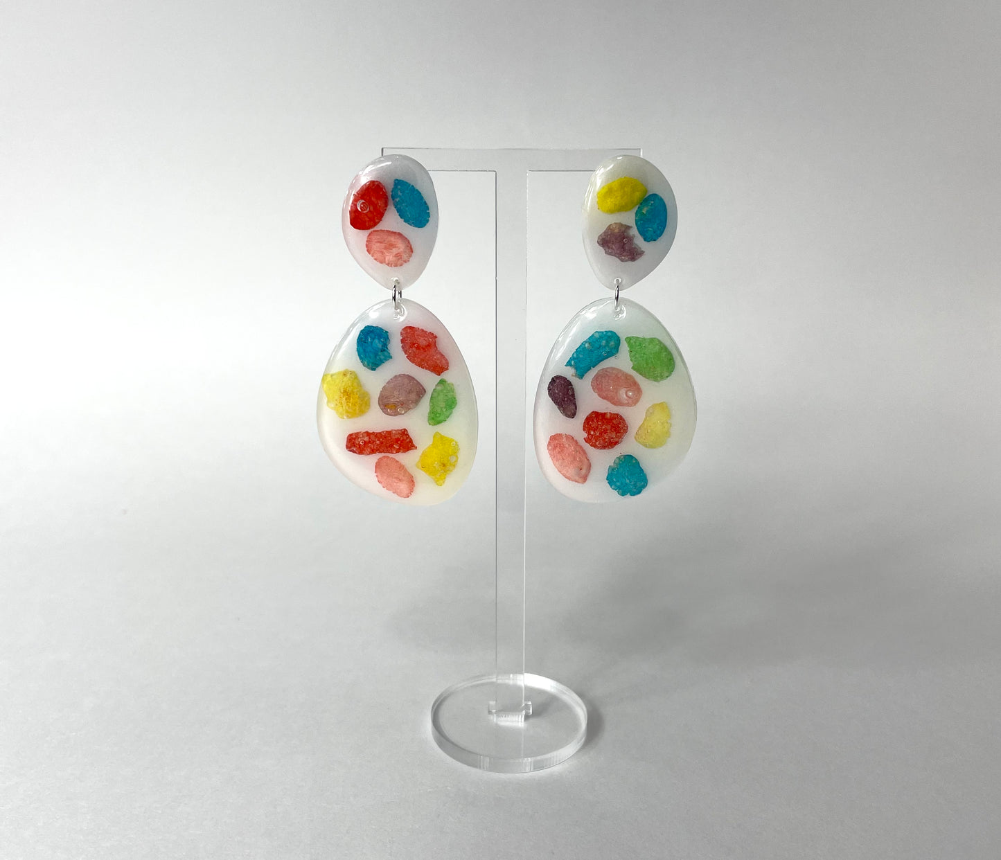 fruity pebbles & milk - handmade epoxy resin earrings