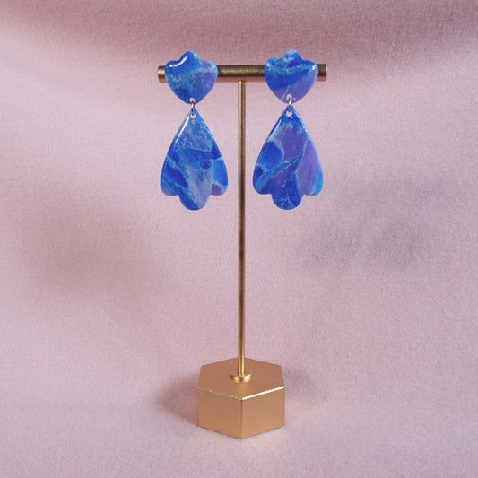 blue & purple clamshell earrings