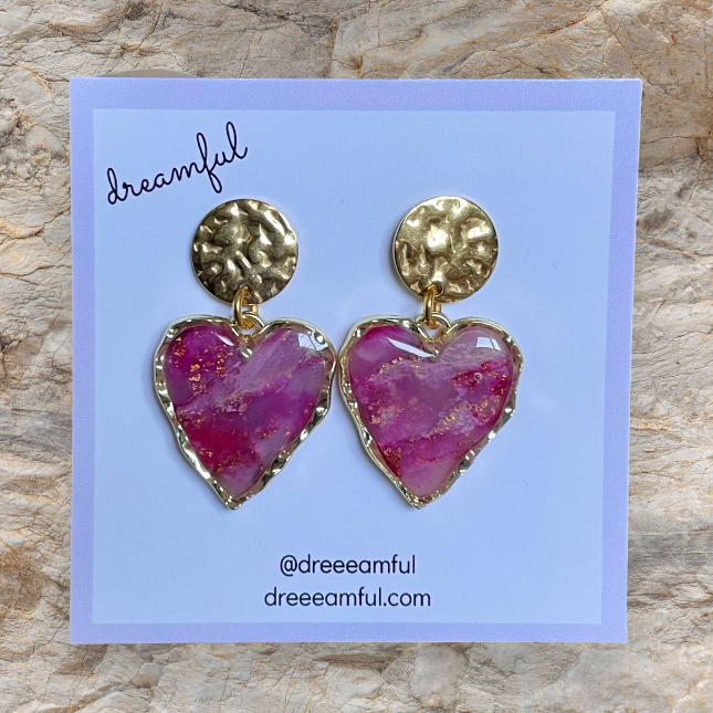 cheesecake hearts - handmade polymer clay earrings