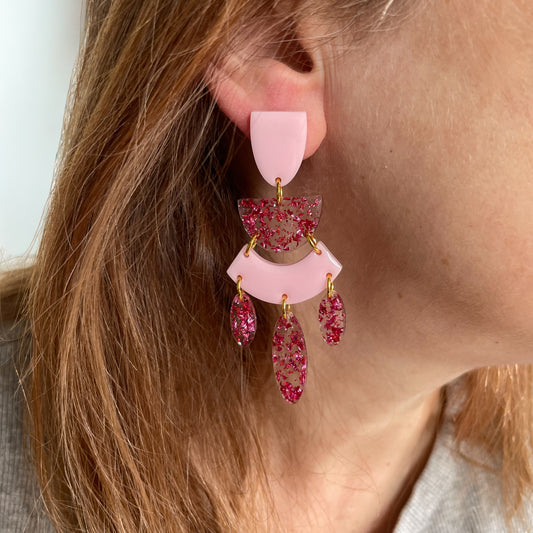 geometric chandelier earrings