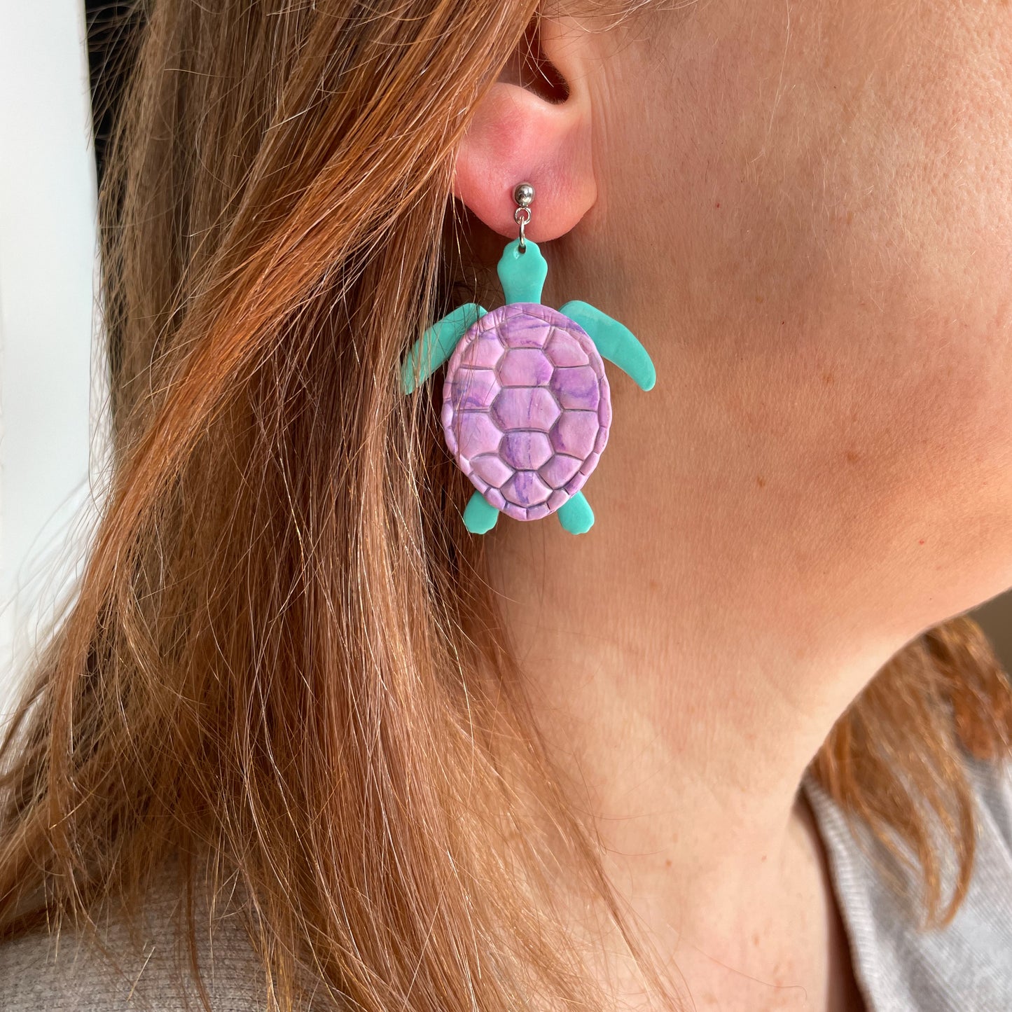 pastel sea turtle earrings