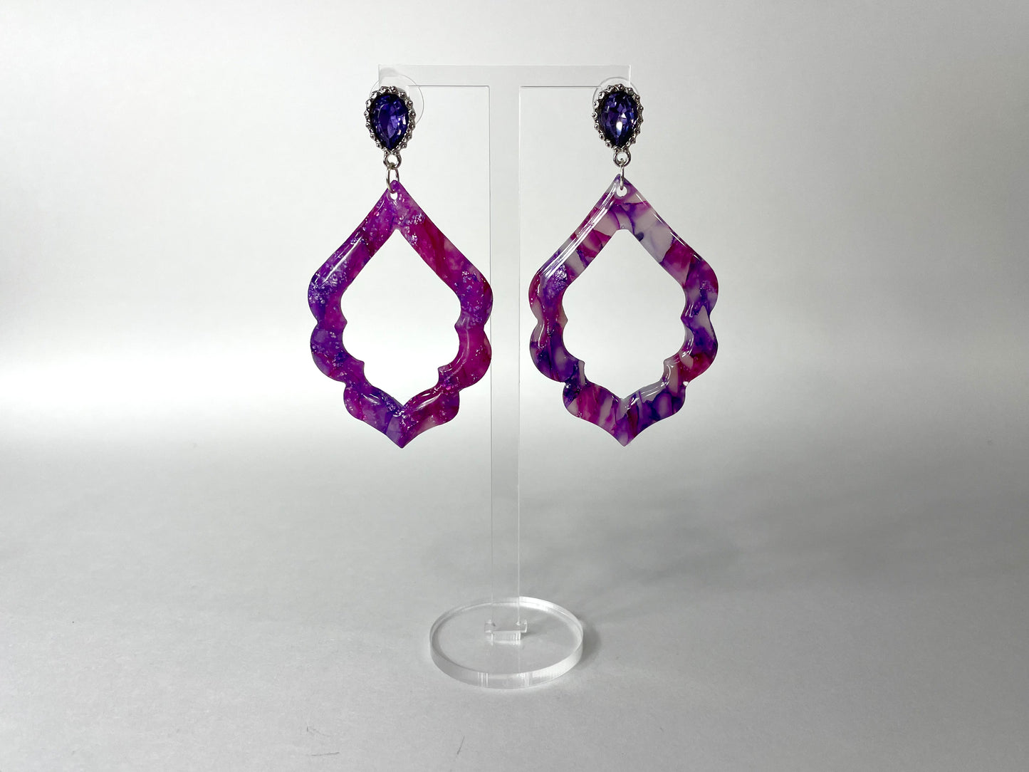 pink & purple - handmade polymer clay earrings