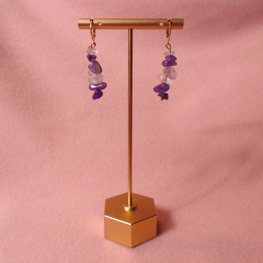 18k gold plated amethyst crystal earrings