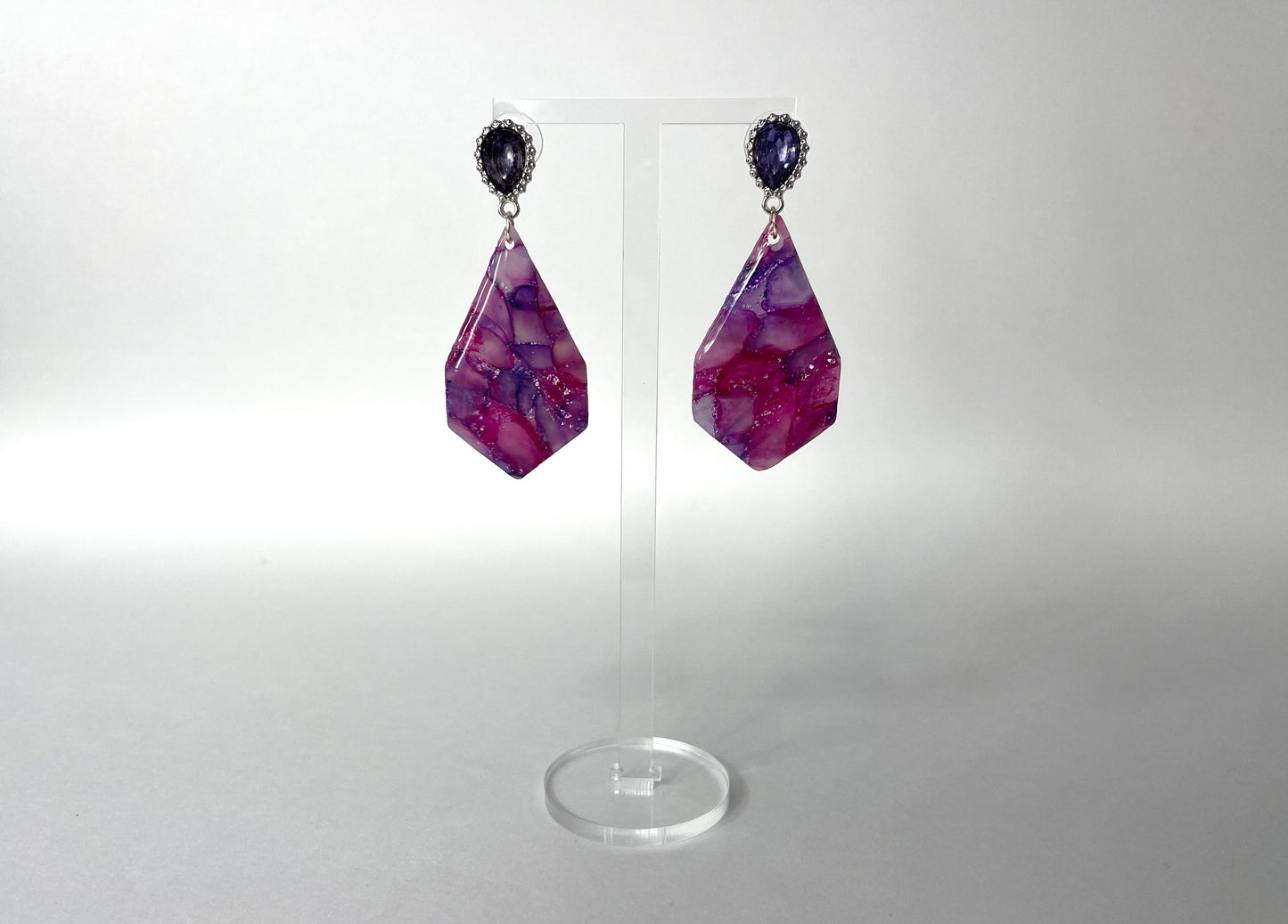 pink & purple - handmade polymer clay earrings