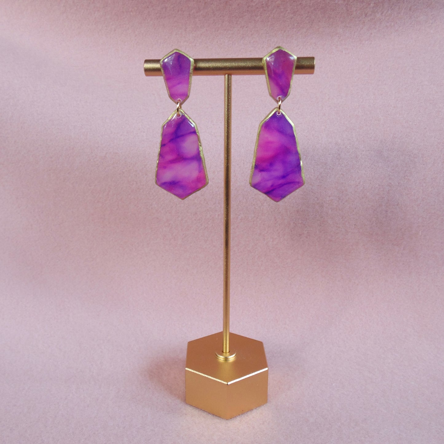 gemstone-inspired polymer clay earrings