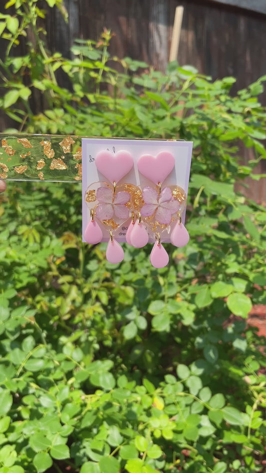 floral chandeliers - handmade preserved flower earrings